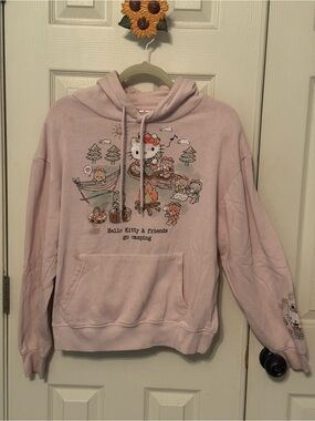 Hello Kitty Light Pink Pullover Hoodie with Bow Graphic